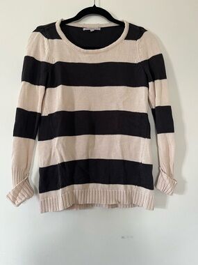 Vintage Gap Striped Preppy Sweater Womens XS Black Cream Old Money Minimalist